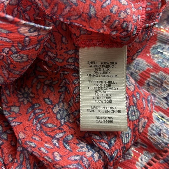 REBECCA TAYLOR Amanda Shirt Print Silk Long Sleeve Blouse Sheer Top Blousr Sz 4 - Picture 10 of 11